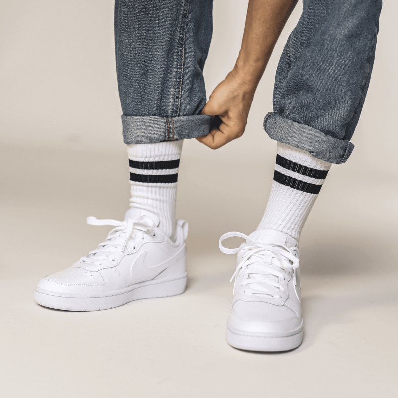 Croloose 6 Pairs Women's Stripe Crew Socks - Retro Athletic Socks, One Size Fits Shoe 5-10, Polyester, For Sports & Casual